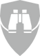 Изображение в сива скала на щит с бинокъл в центъра му. Дизайнът на щита е симетричен, а бинокълът е изобразен така, сякаш лежи върху повърхността на щита.